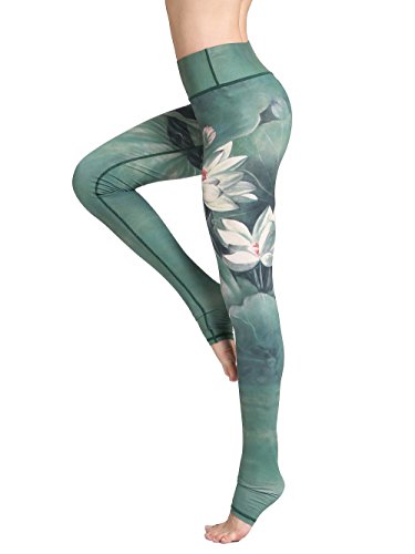Women's Long Yoga Pants Sports Leggings Running Tights High Waist Stretch Fitness Trousers (L/UK 10-12(Waist 28-inch-30-inch), Green) steampunk buy now online