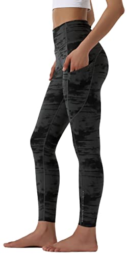 OVRUNS Yoga Pants High Waist Gym Leggings for Women Tummy Control Sport Workout Running Athletic Yoga Leggings with Pocket - Black Grey Dye- M steampunk buy now online