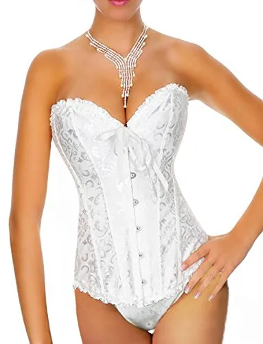 Yummy Bee Corsets for Women - Burlesque Basques - Ivory White Corset Top - Black Corset Top - Plus Size Bustier Corset Tops (Ivory White, 14) steampunk buy now online