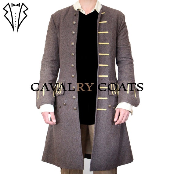 New Men Brown Wool Captain's Frock Coat, Military Style Victorian Frock Coat, 18th Century Frock Coat By Cavalry Coats by CavalryCoats steampunk buy now online