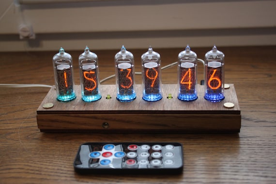 Nixie tube clock include IN-14 tubes and enclosure designer builder || old school combined with handmade retro Vintage Table Clock by nixieclockspark steampunk buy now online