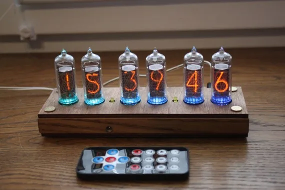 Nixie tube clock include IN-14 tubes and enclosure designer builder || old school combined with handmade retro Vintage Table Clock by nixieclockspark steampunk buy now online