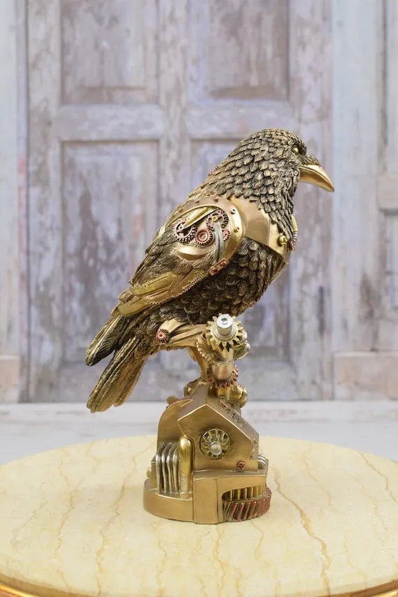 Steampunk Raven - Goldene Figurine Bird - Steampunk Robot Raven Statue - Gift Good Idea - Home Decor - Amazing Decor by DekorStyle steampunk buy now online Steampunk Raven - Goldene Figurine Bird - Steampunk Robot Raven Statue - Gift Good Idea - Home Decor - Amazing Decor by DekorStyle steampunk buy now online