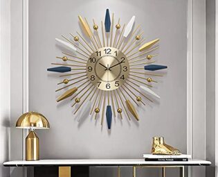 Spacmirrors Mid Century Modern Clock 24'' Starburst Wall Clock, Battery Operated Quartz Movement, Large Decorative Wall Clocks for Living Room,Office steampunk buy now online