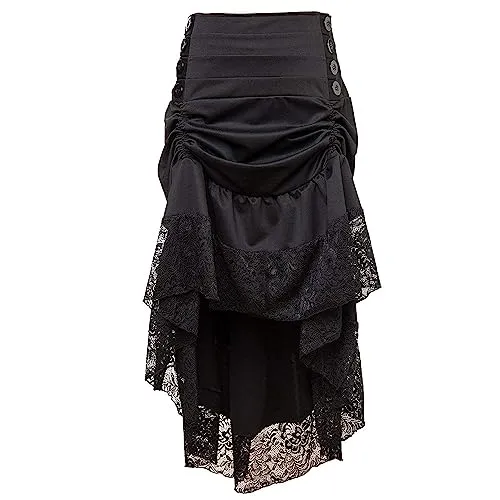 Zooma Women's Vintage Steam Punk Skirt Costume Slip Underskirt Black Mesh High Waist Midi Maxi Long Skirt - - XXL steampunk buy now online