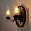 Mediterranean Steampunk Wall Light Retro Creative Wall Lamp Living Room Attic Cafe Hall Bar Decor Interior Kerosene Lamp Bronze Round Iron Wall Sconce E27 (Color : Double Head) needed (Double Head) steampunk buy now online