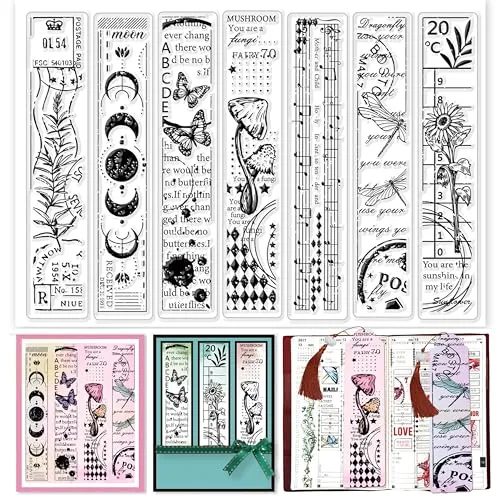 GLOBLELAND Vintage Bookmark Background Clear Stamps Butterfly Dragonfly Floral Words Lace Label Silicone Clear Stamp Seals for Cards Making DIY Scrapbooking Photo Journal Album Decoration steampunk buy now online