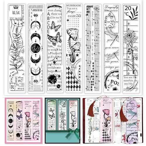 GLOBLELAND Vintage Bookmark Background Clear Stamps Butterfly Dragonfly Floral Words Lace Label Silicone Clear Stamp Seals for Cards Making DIY Scrapbooking Photo Journal Album Decoration steampunk buy now online