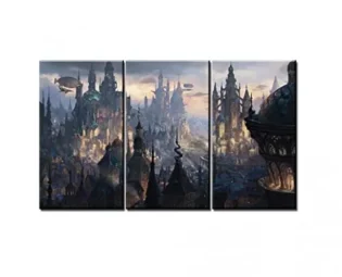 GSYDMYJ Wall Art Canvas Print Painting 3 Pieces Steampunk Fantasy City Pictures Creatures Castle Poster steampunk buy now online