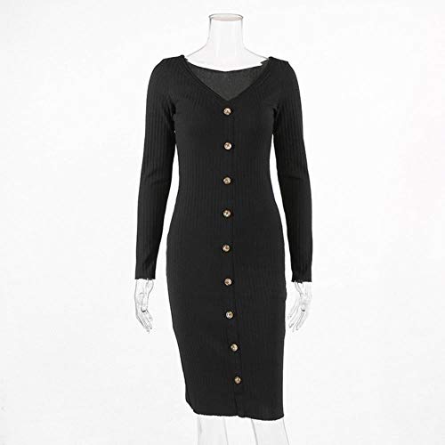 Women Spring Solid Office Vadim V-Neck Long Sleeve Dresses,Black,S steampunk buy now online