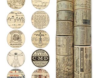 VEINARDYL 10 rolls (Totally 98ft/30m) Vintage Washi Tape Set, Masking Tape Nostalgic Style Decor Sticker for DIY Craft Scrapbooking Bullet Journal Planner Gift Wrapping steampunk buy now online