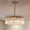 LBSWYH Round Crystal Hanging Light Modern Light Luxury Pendant Light Fixtures, 5-Light E14 Gold Ceiling Fixture Hanging Lamp for Dining Room Living Room Bedroom steampunk buy now online