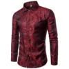 Allthemen Men's Paisley Shirt Jacquard Silk Shirts for Men Dress Shirts Long Sleeve Button Down Collar Casual Tuxedo Shirts, Wine Red, XL steampunk buy now online