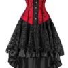 Kelvry Women's Basque Gothic Boned Lace Corsets and Steampunk Bustiers Dress with Skirt Plus Size Red-Black steampunk buy now online