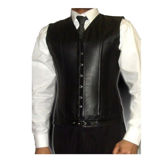 Men Vest, Mens Leather Vest, Mens Waistcoat, Biker Vest, Vest For Men Lambs Steel Boned STEAMPUNK Waistcoat Vest Corset GOTH Victorian by RitaHandMadeStore steampunk buy now online