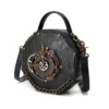 New Gothic Leather Clock Bag Steampunk Shoulder Evening Bag Vintage Women Handbag Messenger Crossbody Bag Ladies Rivet Top-Handle Bag Black by IrakliShop steampunk buy now online