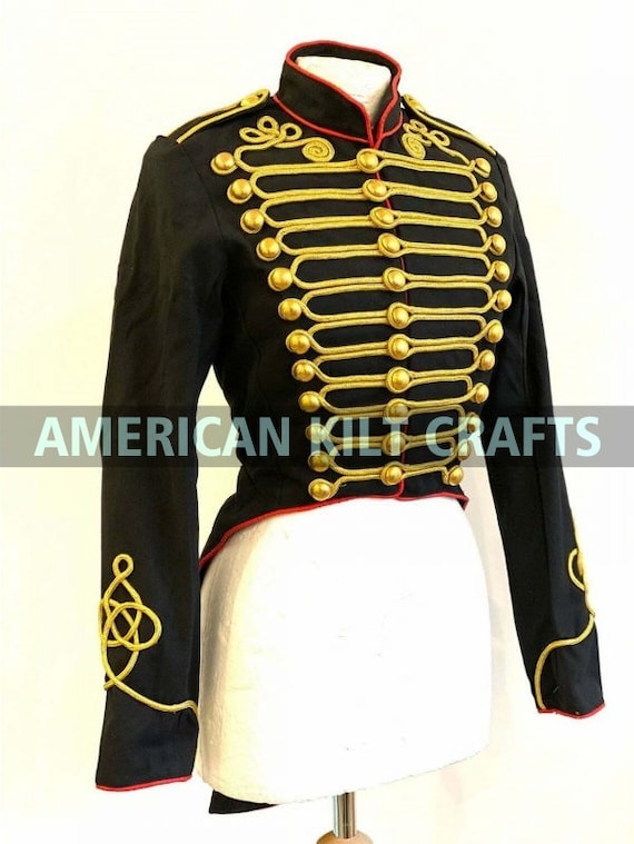New Men's British Black Hussar Tailcoat | British Military Jacket | Men's hussar jacket | Officers Tail coat | Steampunk Tail Coat for Men by Americankiltcrafts steampunk buy now online