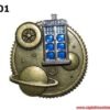 Steampunk pin badge brooch bronze planets with blue enamelled silver police box #PL01 by CaptainCumberpatch steampunk buy now online