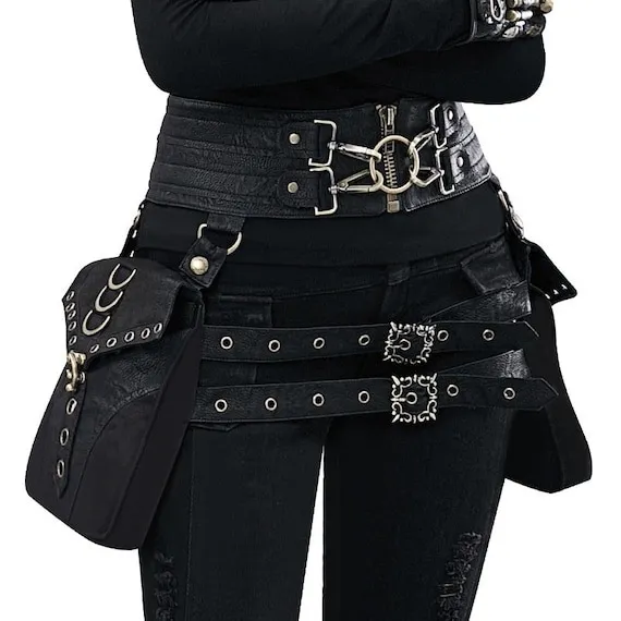 Women Waist Bag Gothic Fanny Packs Motorcycle Hip Shoulder Leg Bag Steampunk Holster Men PU Leather Crossbody Bag Victorian Style Black by IrakliShop steampunk buy now online Women Waist Bag Gothic Fanny Packs Motorcycle Hip Shoulder Leg Bag Steampunk Holster Men PU Leather Crossbody Bag Victorian Style Black by IrakliShop steampunk buy now online