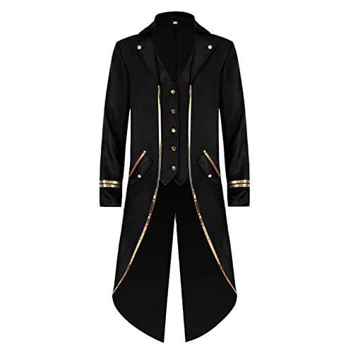 KGIHPC Men's Vintage Gothic Tailcoat Medieval Renaissance Steampunk Jacket Frock Coat Costume for Halloween (as8, numeric, free_size, m, Black, XL) steampunk buy now online