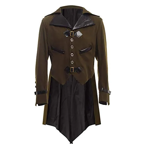 BLESSUME Gothic Victorian Tailcoat Steampunk VTG Coat Jacket Halloween Cosplay Costume (S, Army Green) steampunk buy now online