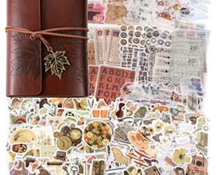 228 Pcs Vintage Scrapbooking Sticker Paper with A7 Scrapbook for Journaling Retro Collection Aesthetic Stickers Washi Stamping Craft Kits Collage Album Bullet Cottage Picture Frames Botanical steampunk buy now online