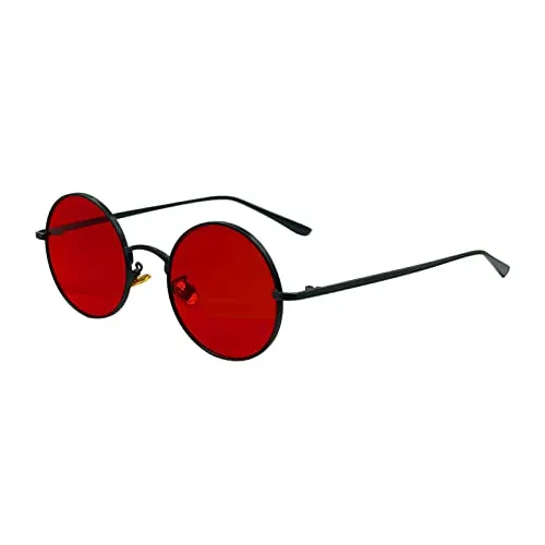 SEIUKS Sunglasses Unisex Round Sunglasses Men Circle Womens Mens Sun Glasses UV400 Protection Black Red steampunk buy now online
