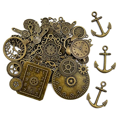 iTGOOS 43 Pieces Clock Pendant Charms Steampunk Gears Metal Watch Gear Charms Vintage Bronze Watch Gear Cog Wheel Steampunk Pendant Metal for Jewellery Crafts steampunk buy now online