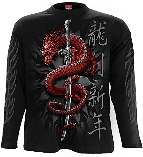 Spiral - Oriental Dragon - Longsleeve T-Shirt Black - M steampunk buy now online