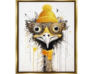 Stupell Industries Yellow Steampunk Emu Framed Floater Canvas Wall Art by Karen Smith steampunk buy now online