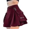 DINGJIUYAN femboy Punk Skirt Cargo Skirts for Women Kawaii Skirt Goth Black Pleated Mini Skirt with Chain High Waisted Tennis Skirt steampunk buy now online