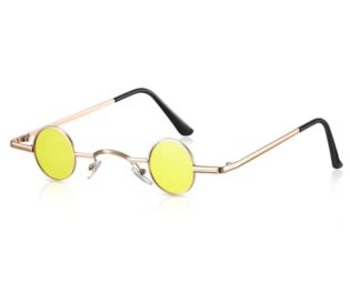 Photect Vintage Round Metal Frame Glasses Retro Small Circle Sunglasses Hippy Sunglasses for Men Women (Gold, Yellow) steampunk buy now online