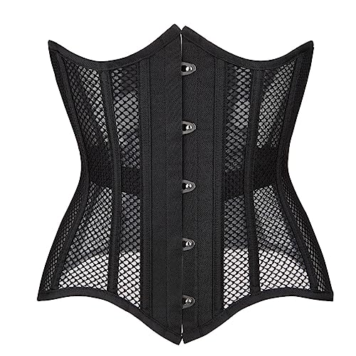 Kelvry Heavy Duty Costume Steel Boned Waist Trainer Womens Underbust Mesh Corset Plus Size 4-24 steampunk buy now online