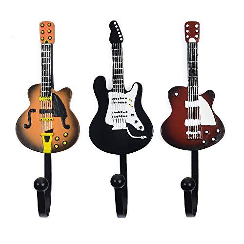 KUNGYO 3-Pack Vintage Guitar Shaped Decorative Hooks Rack Hangers for Hanging Clothes Coats Towels Keys Hats Metal Resin Hooks Wall Mounted Heavy Duty(B Style) steampunk buy now online