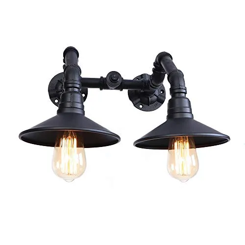 Wall Light, Chandelier, Black 2 Lights Water Pipe Iron Wall Lamp Industrial V-intage Button Switch Wall Lights Steam Punk Loft Compatible with Living Room Bedroom Bar Restaurant Deco Modern Chandelier steampunk buy now online