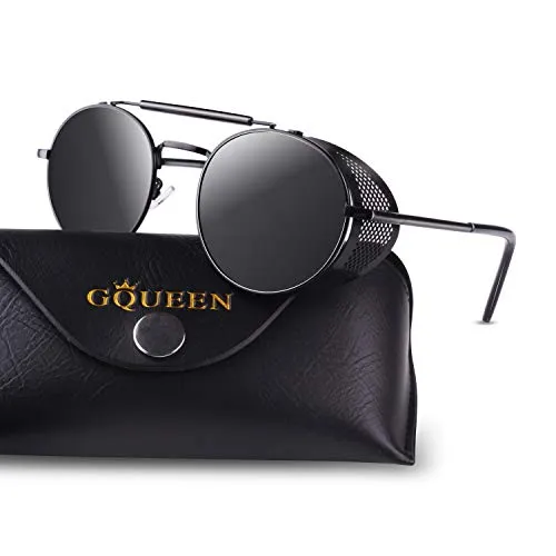 GQUEEN Retro Polarised Round Steampunk Sunglasses Circle for Men Women UV400 Protection steampunk buy now online