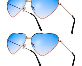 QINREN 2 Pairs Hippie Specs Glasses, Retro Heart Shaped Sunglasses 60's 70's Style Heart Glasses Festival Accessories for Hippie Fancy Dress Accessory(Blue) steampunk buy now online