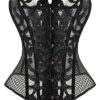 Kelvry Women's Sexy Satin Waist Cincher Lace up Boned Overbust Corset Basque Bustier Top Black 6-24 (22-24, Black) steampunk buy now online