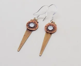 Mixed metal steampunk .jewelry .earrings. by slotzkin steampunk buy now online