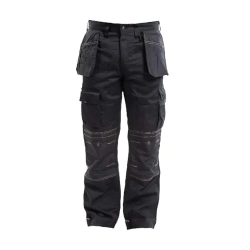 Apache Workwear Men's Site Trousers | APKHT Polycotton Holster Trouser | Black 34W x 33L | Cordura Side Cargo Pocket | Low Rise Comfort Waist | Reinforced Hem Knee Pad and Phone Pocket steampunk buy now online