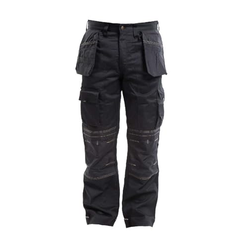 Apache Workwear Men's Site Trousers | APKHT Polycotton Holster Trouser | Black 34W x 33L | Cordura Side Cargo Pocket | Low Rise Comfort Waist | Reinforced Hem Knee Pad and Phone Pocket steampunk buy now online