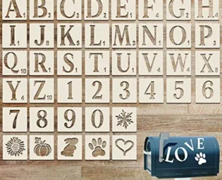 Prasacco 42 Pieces Alphabet and Numbers Stencils, 2 INCH Reusable Plastic Letter Numbers Templates Drawing Art Craft Stencil for Painting on Wood Wall Fabric Rock Chalkboard Signage DIY steampunk buy now online