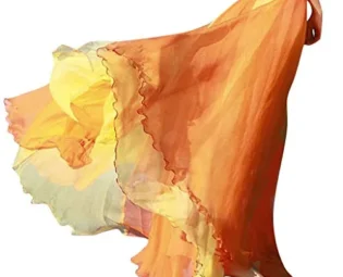 Sanahy Womens Chiffon Retro Long Maxi Skirt Gradient Beach Full/Ankle Length Skirt Elastic Pleated Retro Maxi Chiffon Long Skirt(Orange,One Size) steampunk buy now online