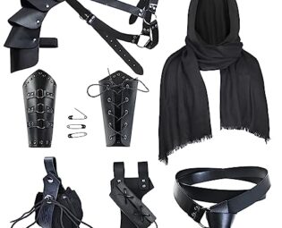 YORDET Medieval Knight Accessories Men Renaissance Leather Belt Shawl Retro Scarf Bracers Belt Pouch Bracers Retro Accessories Set steampunk buy now online