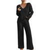 AMhomely Lounge Sets for Women UK Tracksuits Knitted Outfit Oversized Long Sleeve Solid Color Tops Wide Leg High Waist Trousers Pants Fluffy Cosy Pyjamas Holiday Dailywear steampunk buy now online