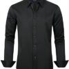 J.VER Men's Long Sleeve Black Dress Shirt Regular Fit Solid Business Casual Formal Shirt Button Down Wedding Work Stretch Non Iron XL steampunk buy now online