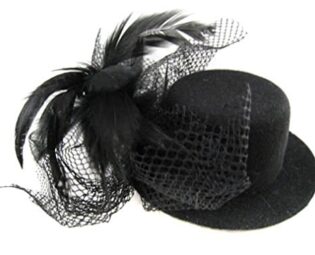Black Mini Top Hat Feather Net Hair Clips Fascinator steampunk buy now online