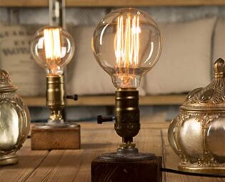 Bonlux Industrial Table Lamp Dimmable, Steampunk Desk Lamp, Vintage Bedside Lamp E27 Edison Lamp Holder Base, Rustic Lamp Retro Lamp Wooden Small Lamps for Bedroom Living Room Decoration Pack of 1 steampunk buy now online