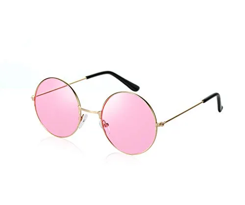 Lennon Style Pink Flat Lens Round Retro Classic Sunglasses Vintage Hippy Tea Shades Unisex Steampunk UV400 Protection steampunk buy now online