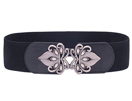 Syuer Womens Vintage Wide Elastic Stretch Waist Belt Retro Cinch Belt (XL-XXL (88-114cm), Black) steampunk buy now online